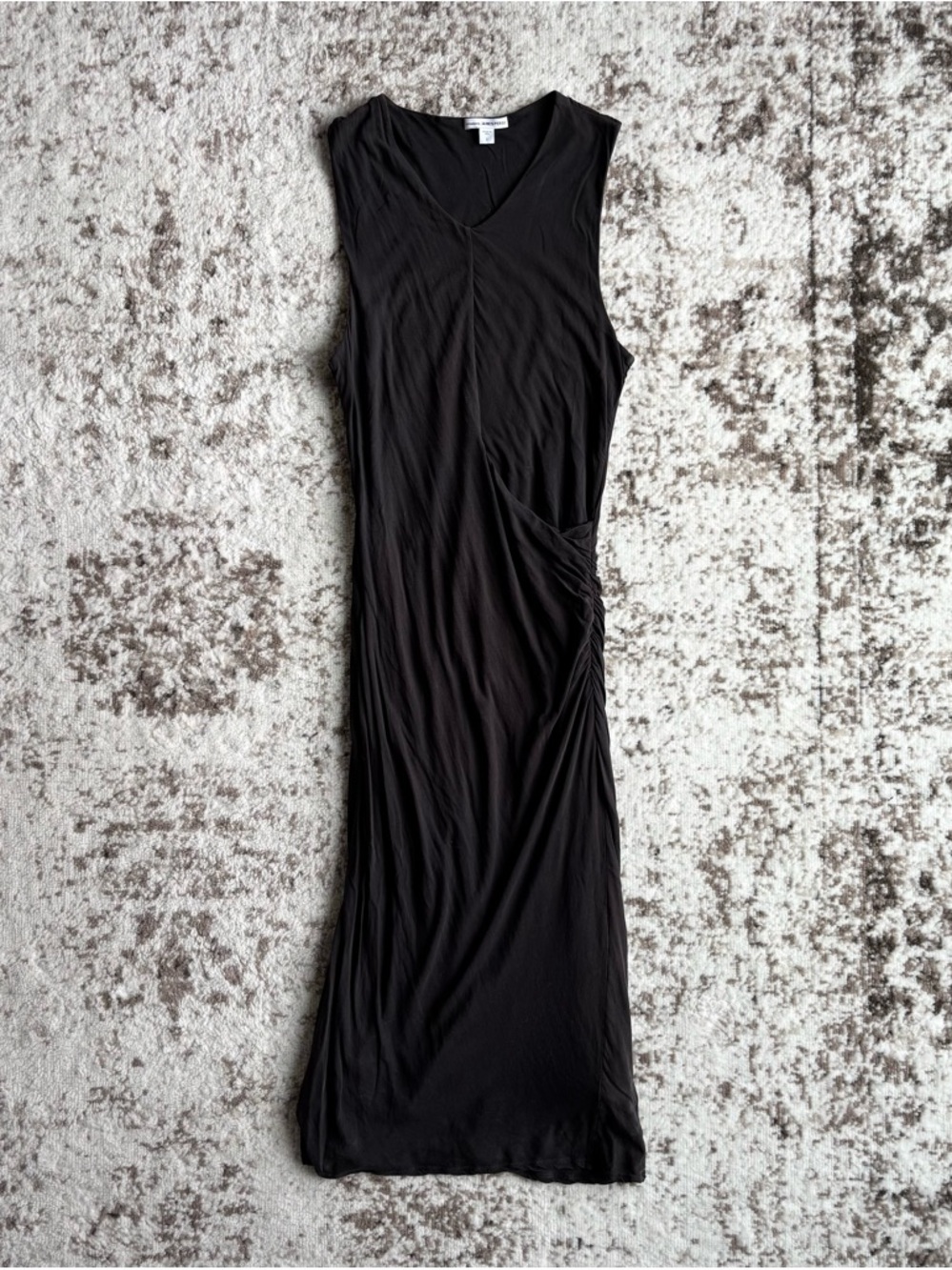 James Perse Dark Grey Sleeveless V-Neck Ruched Maxi Dress